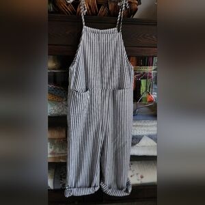 Striped Gray and White Jumpsuit